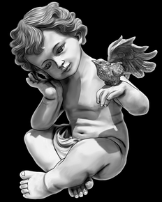 Ангел мальчик с птицей - картинки для гравировки